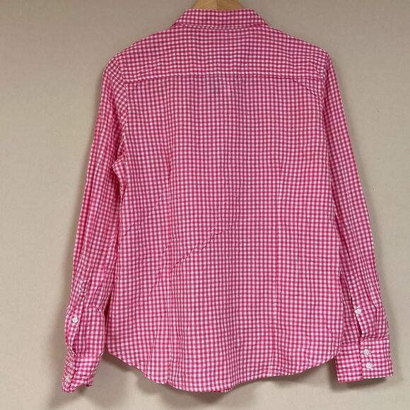 NWT Gingham Shirt Womens Large Picnic Plaid Pink White Checkered Button down Top - Picture 2 of 5